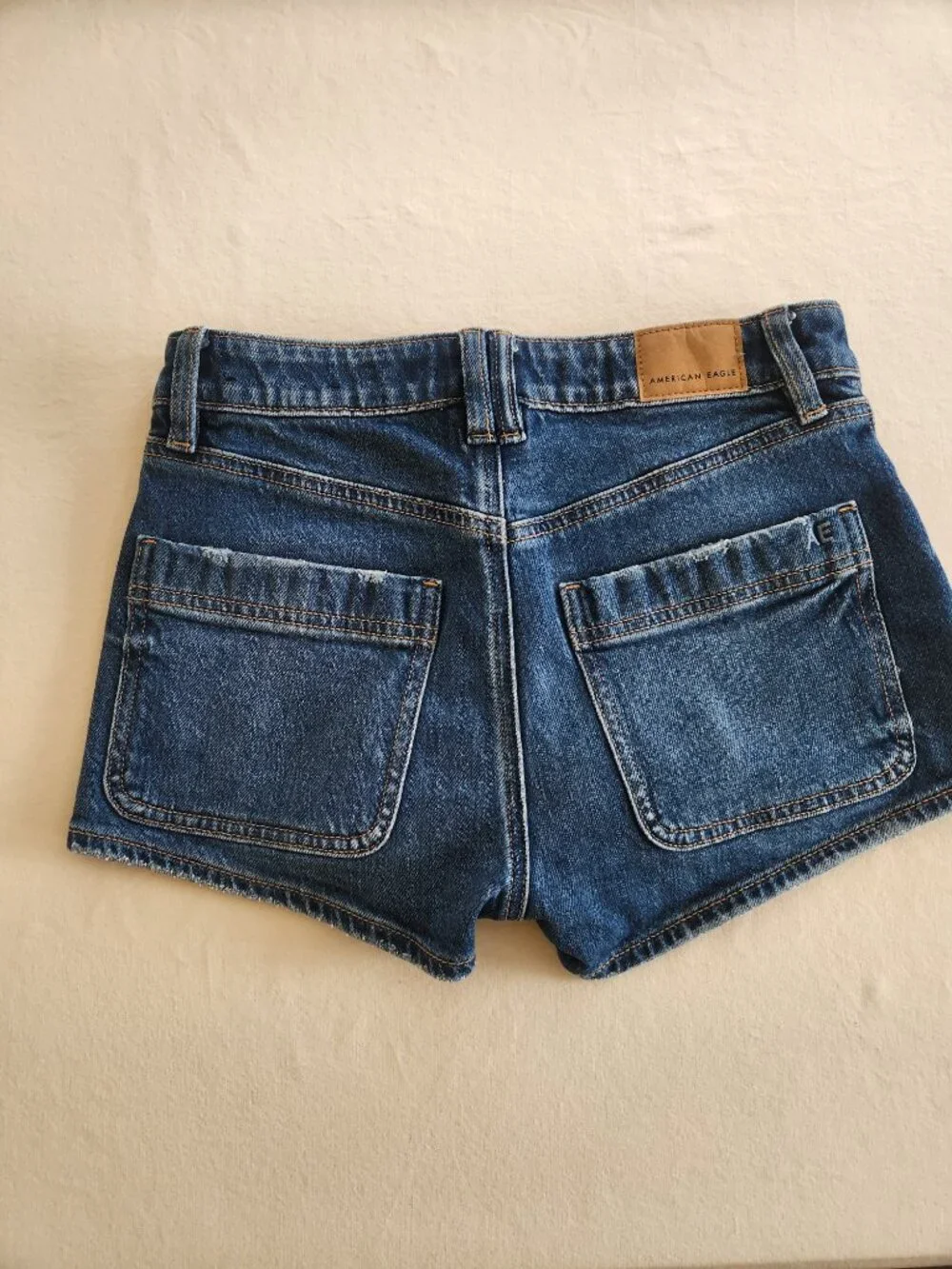 American Eagle Dark Wash Denim Low Rise Shortie Shorts 00